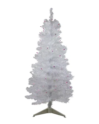 Northlight 4ft Pre-lit White Iridescent Pine Artificial Christmas Tree -  Purple Lights