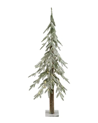 Northlight 4ft Real Touch Pre-lit Alpine Flocked Artificial Christmas Tree -  Clear Led Lights In Green