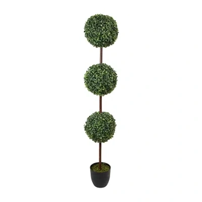Northlight 4ft Two-tone Boxwood With Round Pot Artificial Plant In Green