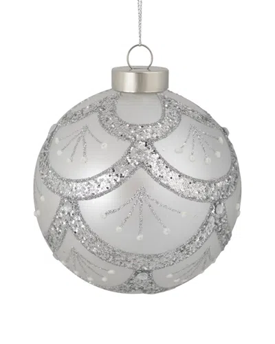 Northlight 4in Glittered Silver Glass Christmas Ball Ornament