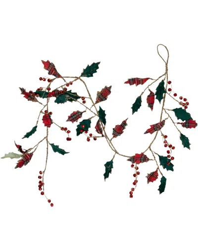 Northlight 5' Plaid Holly With Jingle Bells Christmas Garland In Green
