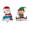 Northlight 5" Santa And Elf Christmas Stocking Holder In Green