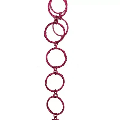 Northlight 5' X 1.75'' Pink Sparkling Glitter Round Circle Chain Artificial Christmas Garland - Unlit In Red
