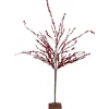 Northlight 50" Artificial Red Berry Christmas Twig Tree With Square Stand, Unlit In Red