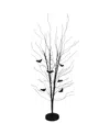 Northlight 50" Led Lighted Black Halloween Branch Tree With Bats Warm White Lights In Black