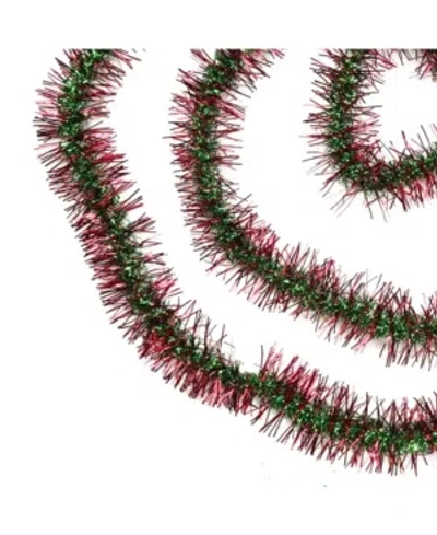 Northlight 50' Shiny Red And Green Spiral Center Christmas Tinsel Garland