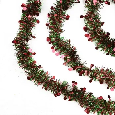 Northlight 50' X 2.5'' Shiny Red And Green Tinsel Artificial Christmas Garland - Unlit
