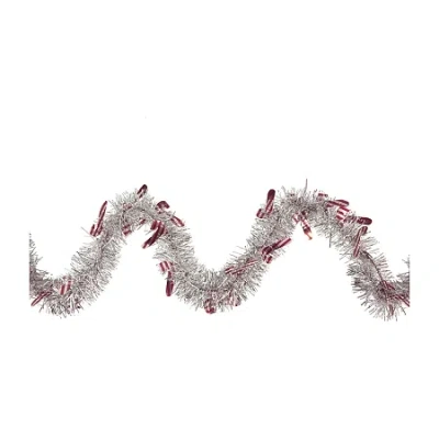 Northlight 50' X 3'' Silver Christmas Candy Cane Wrapped Tinsel Garland - Unlit
