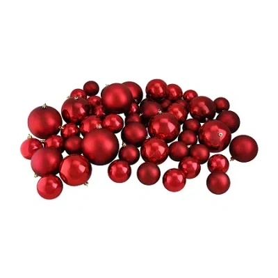 Northlight 50ct Hot Red Shatterproof 2-finish Christmas Ball Ornaments 4'' (100mm)