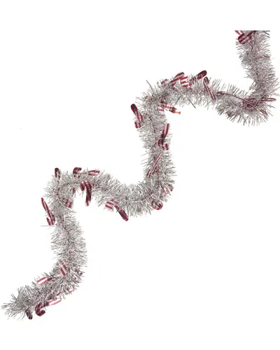 Northlight 50ft X 3in Silver Christmas Candy Cane Wrapped Tinsel Garland -  Unlit