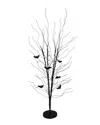 Northlight 50" Led Lighted Black Halloween Branch Tree With Bats Warm White Lights In Black