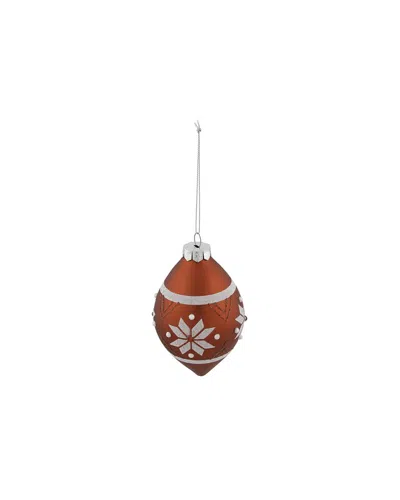Northlight 5.25in Glittered Red & White Snowflake Glass Finial Christmas  Ornament