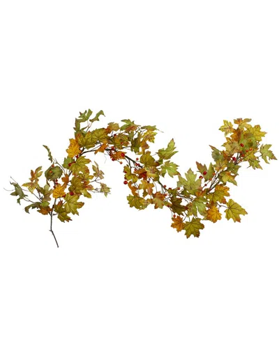 Northlight 5.5ft Leaves & Berries Artificial Thanksgiving Garland In Red