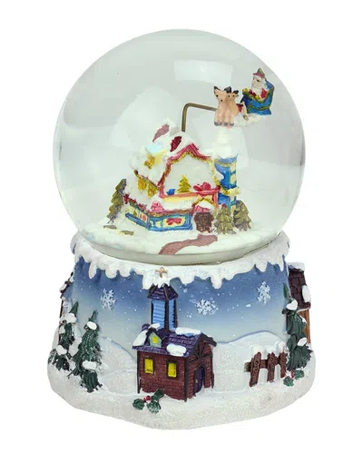 Northlight 5.5in Santa Claus On Sleigh & Snowy Village Rotating Musical Christmas Water Globe Dome