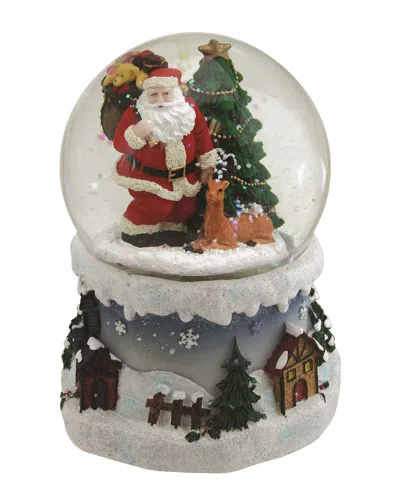 Northlight 5.5in Santa Claus With Christmas Tree & Reindeer Swirling Snow Globe Glitterdome