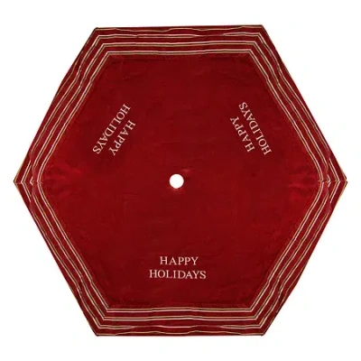 Northlight 56'' Red And White 'happy Holidays' Christmas Tree Skirt With Striped Trim