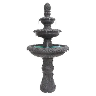 Northlight 57" Brown Three Tier Leaf Design Outdoor Garden Fountain In Gray