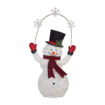 Northlight 57" Led Snowman Holding Snowflakes Outdoor Christmas Yard Art In White
