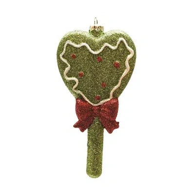 Northlight 5.75'' Glittered Green And Red Shatterproof Christmas Heart Lollipop Ornament