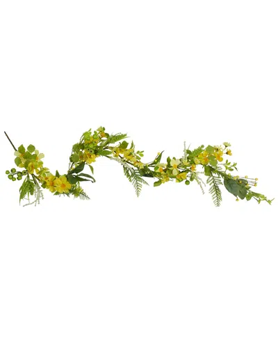 Northlight 5ft Daisy & Berry Artificial Floral Spring Garland In Yellow