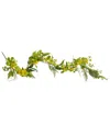 Northlight 5ft Daisy & Berry Artificial Floral Spring Garland In Yellow