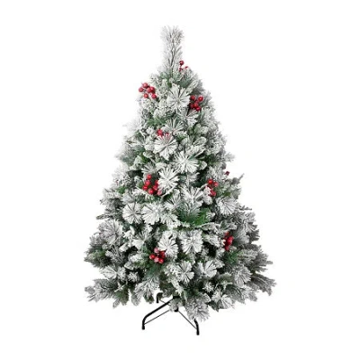 Northlight 5ft Full Heavily Flocked Whittaker Spruce 5 Foot Flocked Spruce Christmas Tree In Green