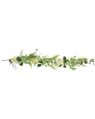 Northlight 5ft Hydrangea & Eucalyptus Artificial Floral Garland In Green