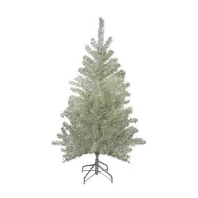 Northlight 5ft Metallic Platinum Tinsel 4 1/2 Foot Christmas Tree In Green