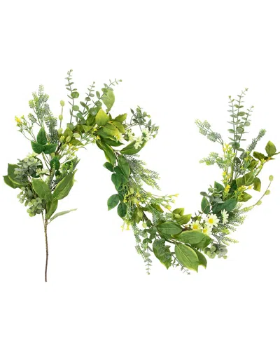 Northlight 5ft Mixed Foliage & Daisy Spring Garland In Green