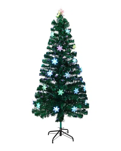 Northlight 5ft Pre-lit Fiber Optic Snowflake Artificial Christmas Tree - Multi  Led Lights In Green