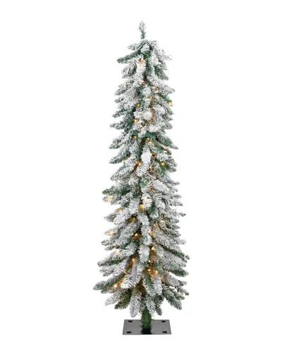 Northlight 5ft Pre-lit Pencil Flocked Alpine Artificial Christmas Tree - Clear  Lights In Green
