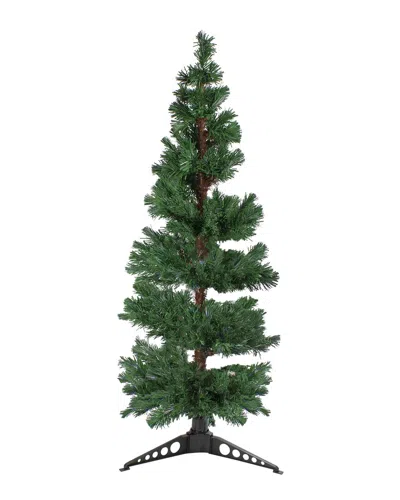 Northlight 5ft Pre-lit Slim Pine Spiral Artificial Christmas Tree - Multicolor  Fiber Optic Lights In Green