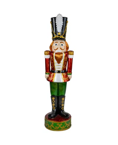Northlight 5ft Red And Green Standing Christmas Nutcracker Soldier On Decorative Round Base