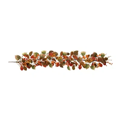 Northlight 5ft X 10in Pumpkin And Berry Unlit Thanksgiving Indoor Garland In Multi