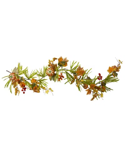 Northlight 5ft X 10in Pumpkins And Berries With Leaves Artificial Thanksgiving Garland - Unlit In Orange