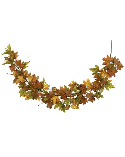 Northlight 5ft X 8in Maple Leaves And Berries Artificial Fall Harvest Garland  Unlit In Brown