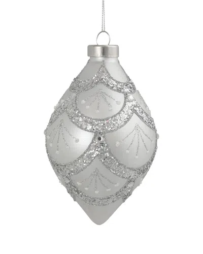 Northlight 5in Glittered Silver Glass Finial Christmas Ornament