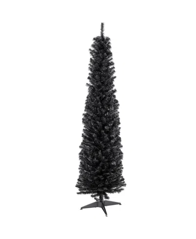 Northlight 6' Charcoal Brown Iridescent Slim Artificial Tinsel Halloween Tree Unlit