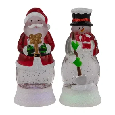 Northlight 6" Led Lighted Color Changing Santa And Snowman Acrylic Christmas Snow Globe In Multi