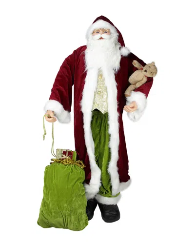 Northlight 6' Life-size Standing Decorative Plush Santa Claus Figure With Teddy Bear