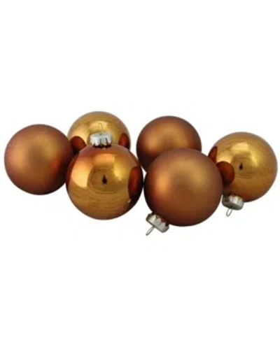 Northlight 6-piece Shiny And Matte Copper Glass Ball Christmas Ornament Set 3.25" 80mm