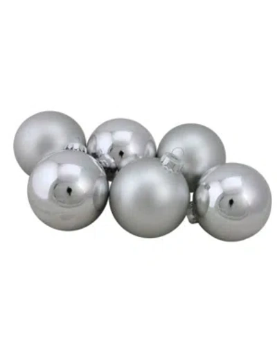 Northlight 6-piece Shiny And Matte Silver Glass Ball Christmas Ornament Set 3.25" 80mm