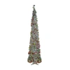 Northlight 6' Pre-lit Silver Tinsel Pop-up Artificial Christmas Tree - Warm White Led Lights In Silver