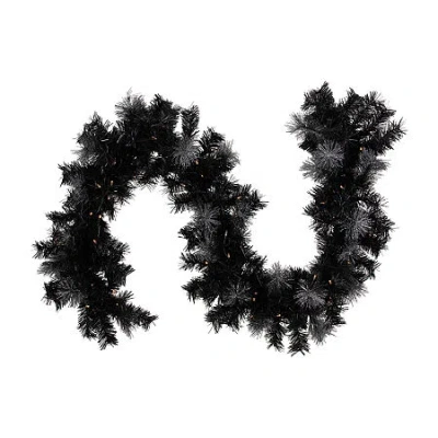 Northlight 6' X 9 Pre-lit Battery Operated Black Bristle Artificial Christmas Garland - Warm White Led Lights