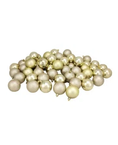 Northlight 60 Count Champagne Shatterproof 4-finish Christmas Ball Ornaments In Gold