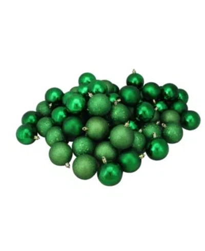 Northlight 60 Count Shatterproof 4-finish Christmas Hanging Ball Ornaments In Green