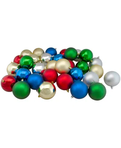 Northlight 60 Count Traditional Shatterproof 2- Finish Christmas Ball Ornaments 60mm Set, 2.5" In Red
