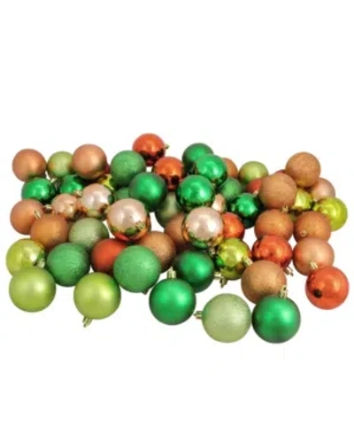 Northlight 60ct Almond/kiwi/burnt Orange/xmas Green Shatterproof 3-finish Christmas Ball Ornaments 2.5" In Multi
