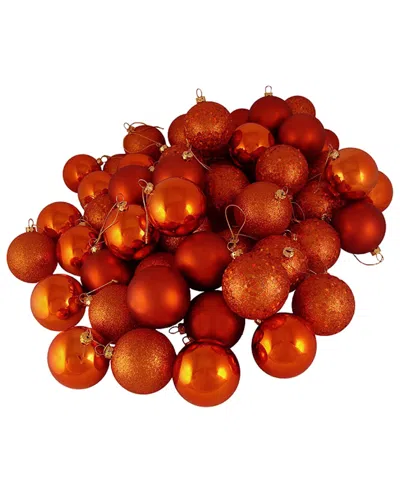 Northlight 60ct Burnt Orange Shatterproof 4-finish Christmas Ball Ornaments