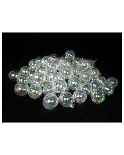 Northlight 60ct Clear Iridescent Shatterproof Shiny Christmas Ball Ornaments In Transparent